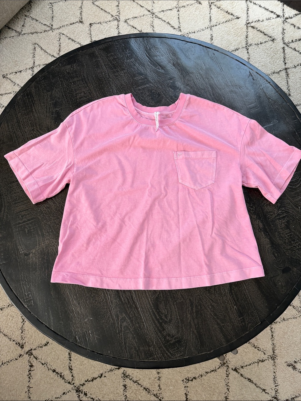 Fabletics Pink Oversized Cropped Short-Sleeve Pocket Tee
